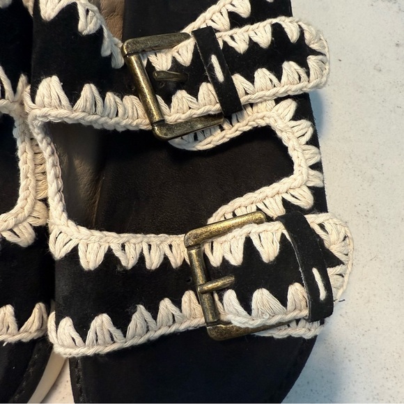 Like New-high end-MOU BIO Black and White Women's Sandals Two Buckles SZ 39 - Picture 9 of 14